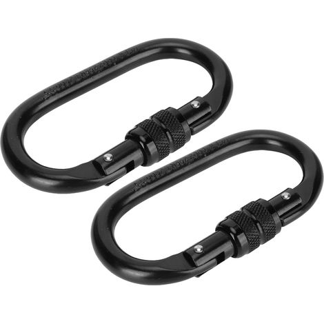 Lot de 2 mousquetons en acier allié avec boucle de sécurité en forme de O pour hamac, escalade et alpinisme en extérieur (1/5)