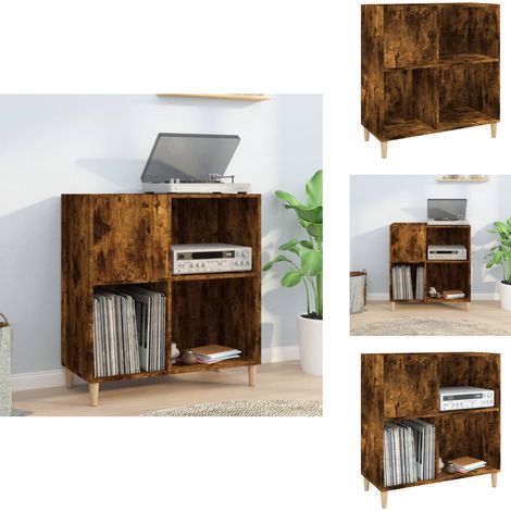 Plattenschrank Räuchereiche 84,5x38x89 cm Holzwerkstoff - Plattenspeicher - Vinylregal - Schallplattenregale - Wohnraumgestaltung - Vintagemöbel (1/5)