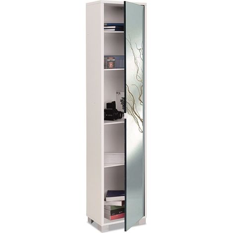 Kit mobile colonna con specchio h190Xl43X29cm 4 ripiani bianco 744spk-Sarmog