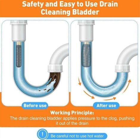 Kit de Vessie Drainage, 3 Vessies Nettoyage Drain S'Adaptent à 1 6 Tuyaux Débouche les Blocages Tenaces dans le Principal et Égouts (1/3)