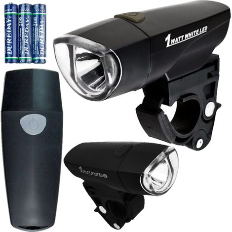 Taschenlampe, LED-Fahrradfrontlicht, starkes 1-W-Licht, hell, Reflektor + Batterien (1/4)