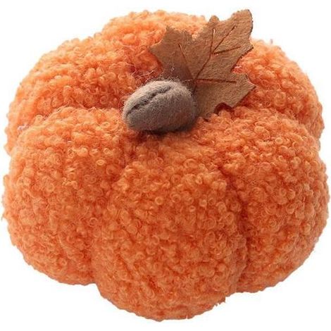 Décoration Citrouille Halloween en Peluche Simulée, Ornement de Table, Orange, 25 cm - MLBQ (1/5)