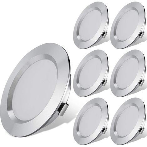 Applicable Lot de 6 lumières LED 12 V pour camping-car, remorque, bateau, Blanc chaud 2800K, 300 lumens, 3 W, basse tension, mini lampe encastrée à intensité variable [Classe énergétique A] (1/5)