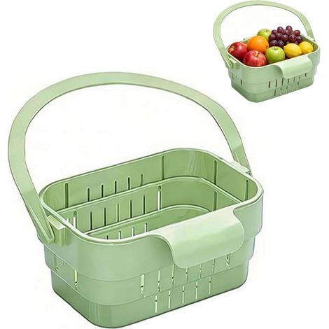 Panier d'évier extensible pliable à suspendre avec couvercle à rabat, support de rangement pour robinet économiseur d'espace, passoire de cuisine multifonction pour fruits, légumes et ustensiles de (1/5)