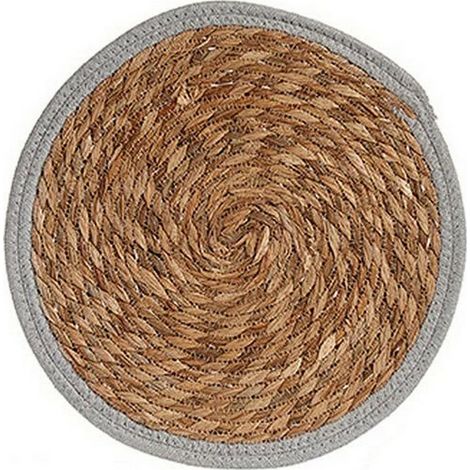 Mantel individual de 35 cm, color beige con borde gris. (1/2)