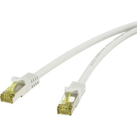 Câble réseau RJ45 CAT 6a S/FTP ignifuge – 0,25 m gris avec cliquet d’encastrement – 1 pièce (1/4)