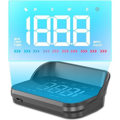 3,5 pouces Affichage tête haute voiture HUD affichage GPS, compteur de vitesse, MPH&KM/H, 10Hz, alarmes de sécurité de vitesse du moteur,blanc