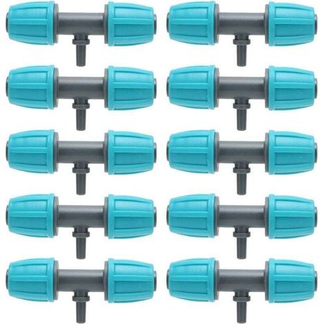 AIPERQ 10pcs 16 mm à 4/7 TEE BARBED TEE INRIGIGATION Tube réduisant le connecteur Ajustement pour Garden Courtyard (1/4)