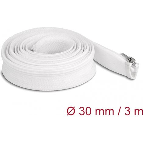 Delock Manga trenzada con cierre de cremallera resistente al calor 3 m x 30 mm blanco