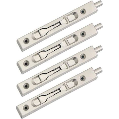 Paquet de 4 (2 paires) Verrou à glissière de verrou de pêne affleurant de porte, action de levier de sécurité de pêne dissimulé, pêne coulissant en acier inoxydable - (15 cm de longueur) (1/5)