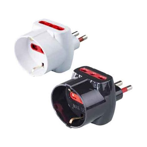 ADATTATORE TRIPLO SCHUKO/BIVALENTE 16A ROSI 2P+T - prese 10/16A 2P+T, Col. Bianco - ROSI