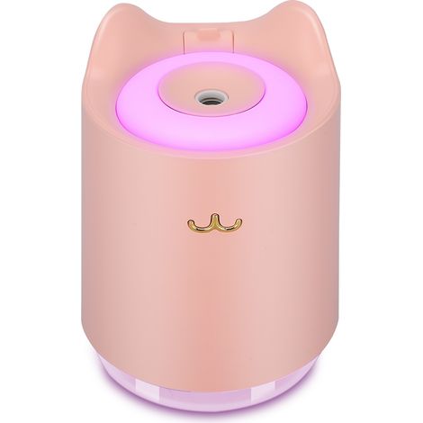 Humidificateur d'air de bureau miniature rechargeable USB 320 ml, rose, pour chambre, maison ou bureau. (1/5)