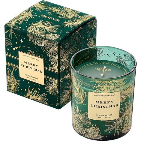 Bougie parfumée Noël Sapin de Noël Cire de soja 283g 60h durée de combustion Idée cadeau