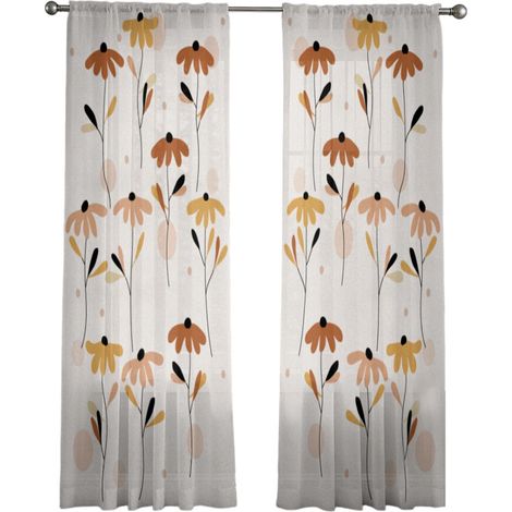 Fensterschal mit Blatt- und Blumenmuster, 4-teilig, 130 x 213 cm