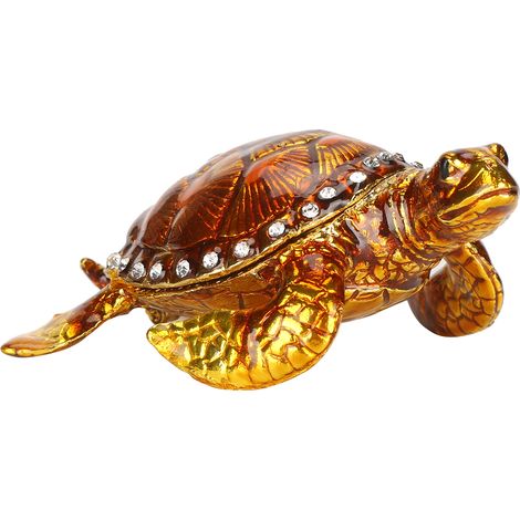 Ornement de tortue de collection en métal peint, plaqué et incrusté de diamants (1/5)