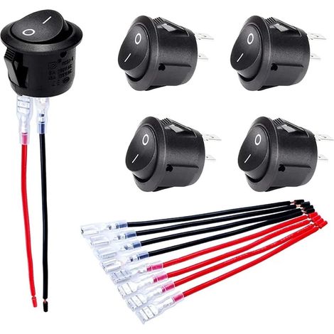 20 Stück 12V Kippschalter, 2 Polige EIN/AUS SPST Schalter 10 A/125V, 6 A/250V Rocker Kippschalter mit Draht, KFZ Schalter Wippschalter für Auto RV Truck Jeep Off Road Boat Marine
