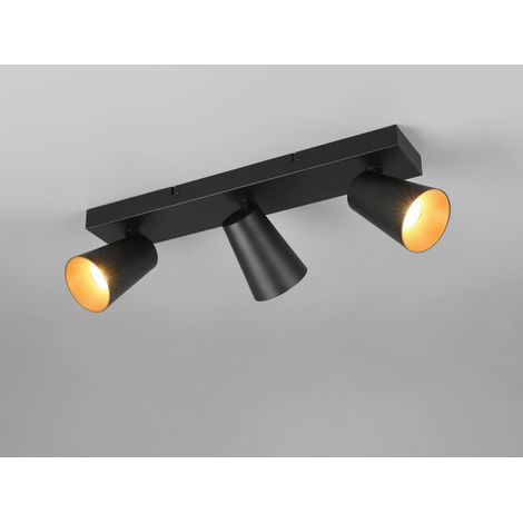Deckenstrahler SHARP Schwarz Gold 3-flammig, Breite 46cm