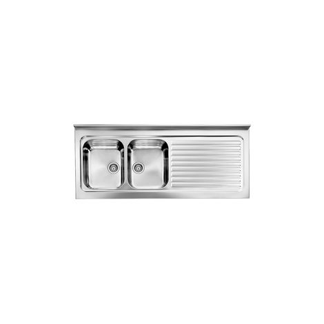 Lavello ROSSANA appoggio 150X60 2 vasche destre+ gocciolatoio ACCIAIO INOX