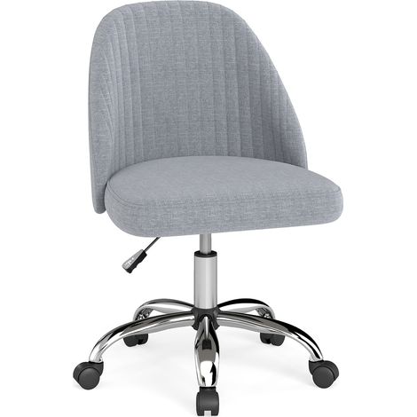 COSTWAY Modern Armless Desk Chair Office Swivel Vanity Chair Rolling Caster Padded Backrest Seat Grey (1/5)