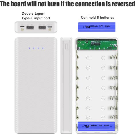 [Yuexinghui] Boîtier de batterie externe portable DIY pour 8 batteries rechargeables 18650