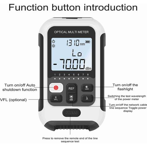 Misuratore di potenza ottica portatile, tester di precisione per fibre ottiche con luce LED. (1/5)