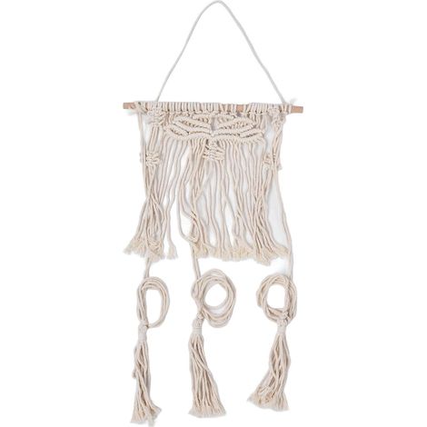 Boho Wall-Mounted Hat Rack, 16 Clips, Pine, for Decoration (1/5)