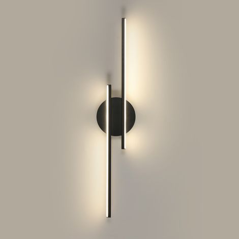 Black I-Shape Aluminium LED Wall Light 24W Natural White 4500K for Bedroom Living Room Kitchen (1/5)