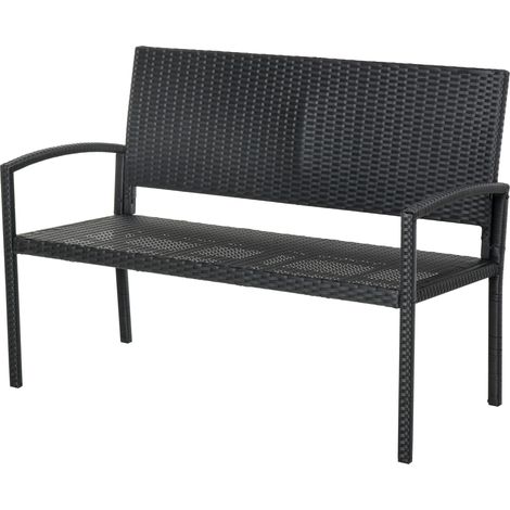 Banc de jardin 2 places résine tressée 4 fils imitation rotin noir cosy chic