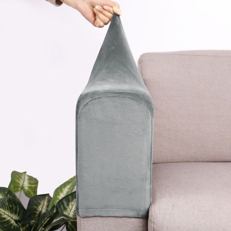 Velours Housse Accoudoir Canapé,Lot de 2 Antidérapant Housse Accoudoir Fauteuil Élastiques,Protege Extensible Accoudoir Canapé, pour Fauteuils (1/4)