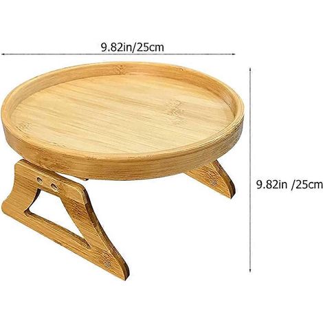 Plateau à goûter pliable pour accoudoirs de canapé et tables basses en bois (1/4)