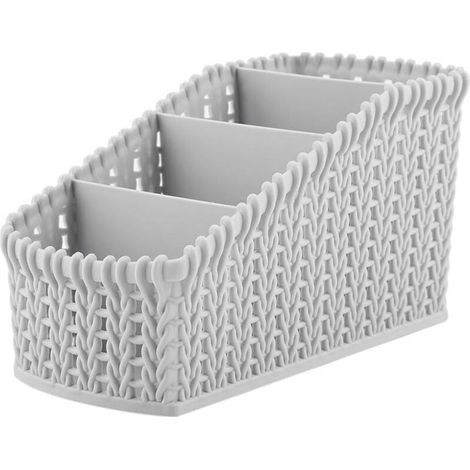 Organisateur de cosmétiques pour comptoir de salle de bain tondeuses à cheveux, boîte de rangement de bureau en rotin multi-grilles (1/5)