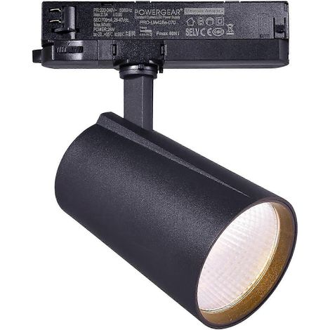 30-W-Drehstrom-LED-Schienenstrahler mit 4-adrigem Anschluss, verstellbar und drehbar, warmweißes Licht (3000 K), 2800 lm, Aluminiumgehäuse (1/4)