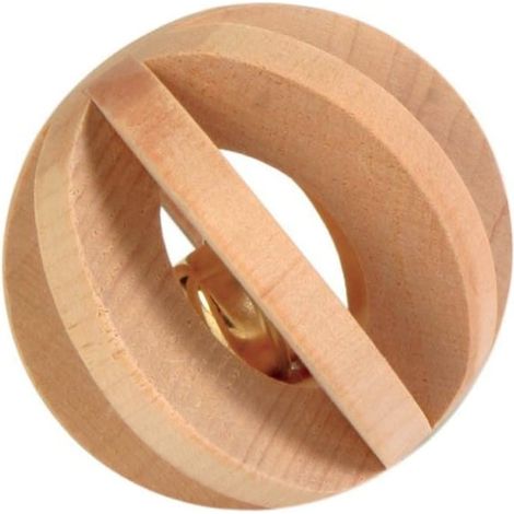 jouet en bois trixie wooden ball with rattle 6 cm naturel sonore