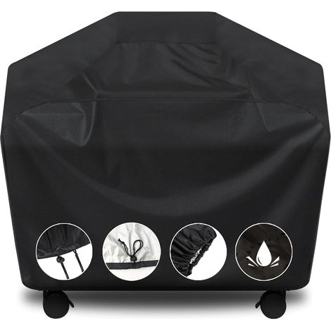 Housse pour barbecue à gaz de 147 cm (58 pouces), imperméable et résistante aux UV, durable et pratique, indéchirable, noire. (1/3)