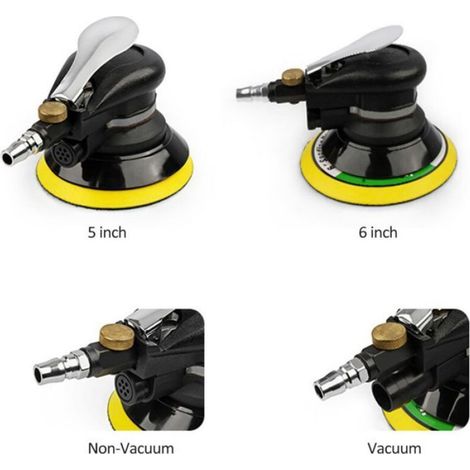 Meuleuse Pneumatique - Ponçeuse Excentrique 5 mm - Pour Bois Métal Peinture Fibre De Verre - 10000 Tr/Min - Diamètre 125 Mm Ou 150 Mm - 1 Pièce (1/4)