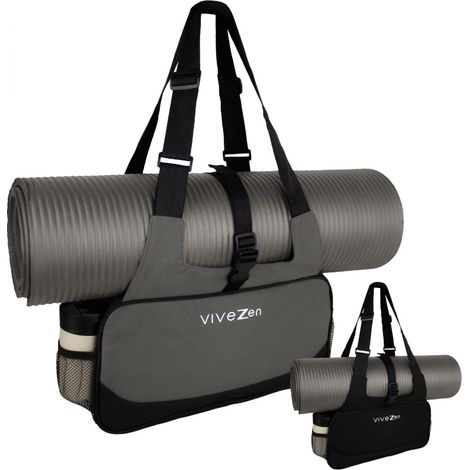 Sac de rangement pour tapis de yoga et accessoires - Gris - Vivezen (1/5)