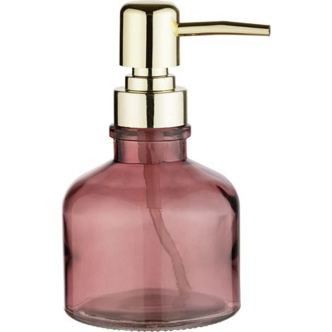 Wenko Dispenser per Sapone Atessa Rosa Antico, Raffinato Dispenser a Pompa in Vetro con Testa Della Pompa Dorata, Ricaricabile con Max. 200 Ml di Sapone Liquido, Ideale per Il Lavandino, Ø 8 X 14 Cm (1/3)