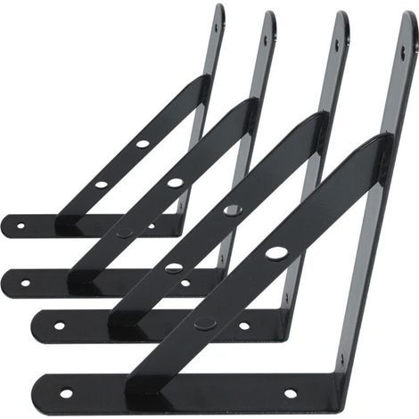 Equerres per mensole a muro, 4 pezzi supporti per mensole fissaggio, cornice flottante di supporti triangolari a 90 gradi in metallo ad alta capacità di carico, nero 13Treize (1/3)