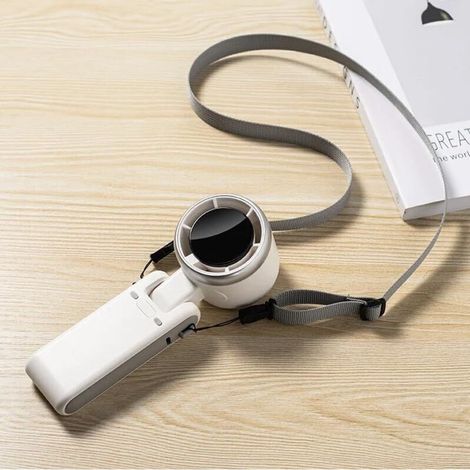 YMYNY 5000MAH Portable Folding Portable Mini Turbo Fan 5 Adjustable Speeds Portable Digital Display Fan (White)