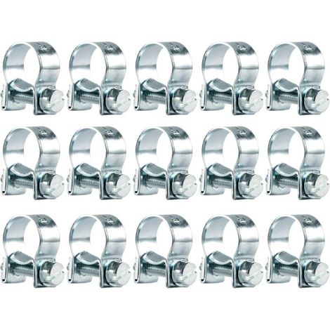 15 Pièces Collier de Serrage Métallique Inox 12-14mm Colliers Serrage Collier Durite Réglables pour Pince Collier Echappement Tuyau de Carburant (1/4)