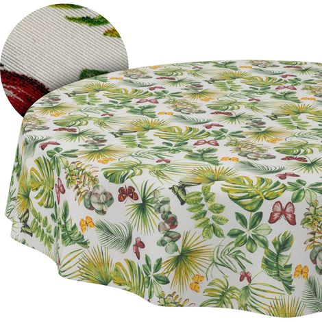Nappe enduite Papillons Feuilles Brise Ronde Ø 140 cm Anti-Taches (1/5)