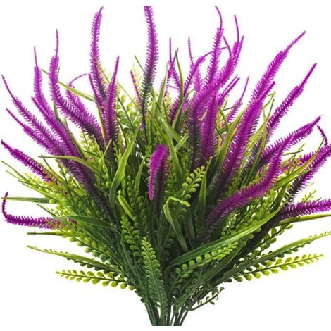 Lot de 10 Graminées artificielles, résistantes aux UV, fleurs d'extérieur, pour jardin et balcon (1/5)