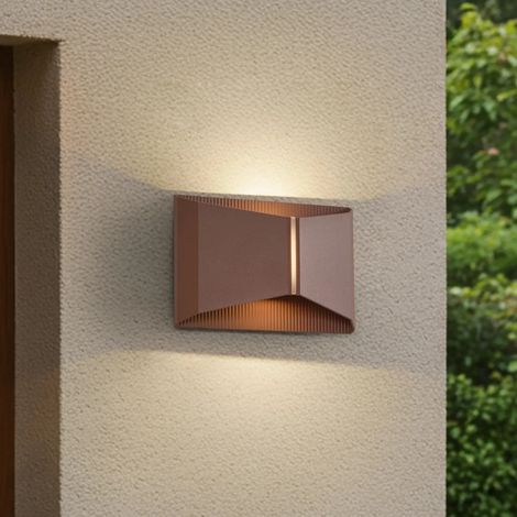 [NEUWERTIG] B-Ware Lindby Led Außenwandleuchte Anlira Wandlampe Braun Up & Down Ip65 Metall