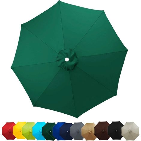 Auvent de Remplacement Baleines Toile de Rechange, Housse de Rechange pour Parasol De Jardin Terrasse Plage(Vert foncé,2.3M/8 Arms) (1/5)