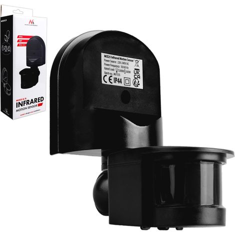 MACLEAN MCE25 B/B DÉTECTEUR DE MOUVEMENT MURAL PIR 180° CAPTEUR CRÉPUSCULAIRE IP44 EXTÉRIEUR ET INTÉRIEUR COMPATIBLE LED
