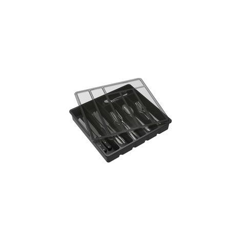 Tiroir à couverts avec couvercle, boîte de rangement pour couverts de cuisine, organiseur de couverts en plastique, cuillère, fourchette, couteau (1/5)