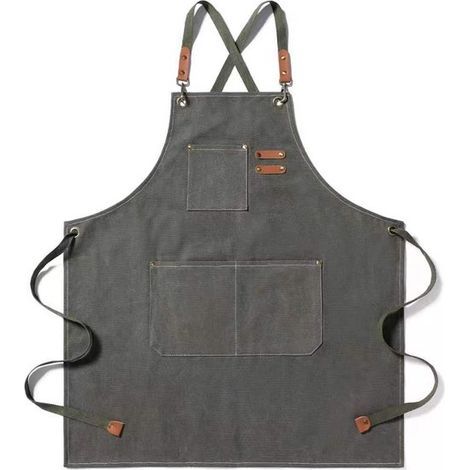 Grembiuli in tela per uomo e donna, grembiule unisex con 3 tasche, grembiule da lavoro regolabile in cotone, grembiule da cucina per barbecue e bar. (1/5)
