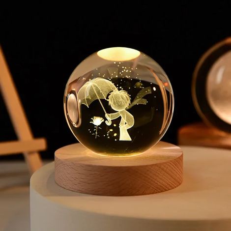 Boule de cristal 3D de 6 cm, gravée au laser, décoration de bureau pour la maison (1/2)