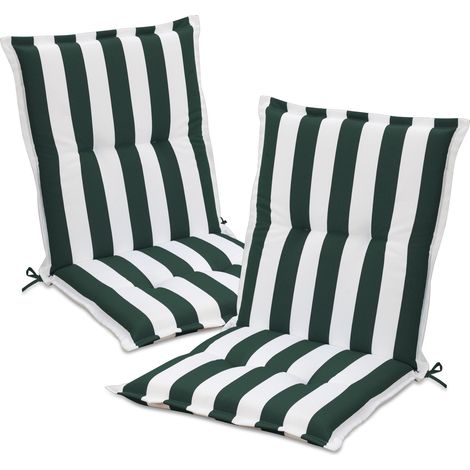 Aoodor Outdoor Low Back Chair Cushions, 100x50x6 cm Fade-Resistant Patio Cushions for Dining Chairs, Set of 2 for Deck & Porch Chairs-green