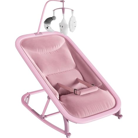 Transat pour bébé, inclinaison réglable, barre de jeu intégrée, Rose (1/2)